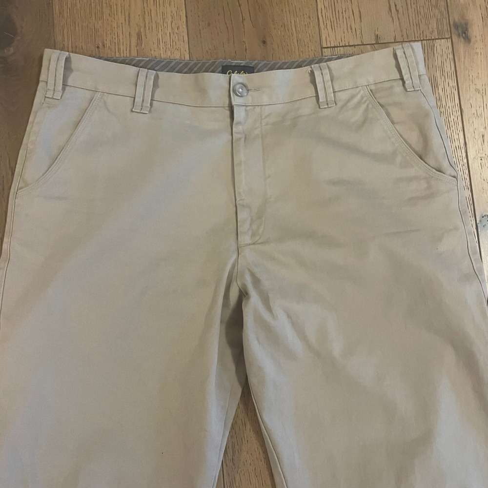 Cabelas Mens Khaki Straight Fit Chino Pants Size 38x32 Casual Outdoor